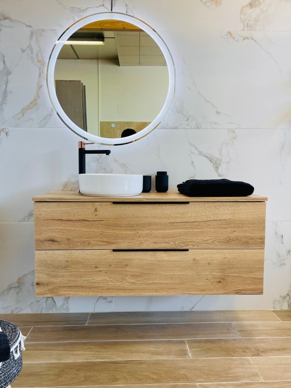 Meuble de salle de bain bois et noir haute Loire